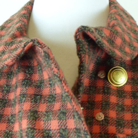 Koji Watanabe Style coral black check plaid 2 pc wool skirt suit Japan 6 - Picture 4 of 9